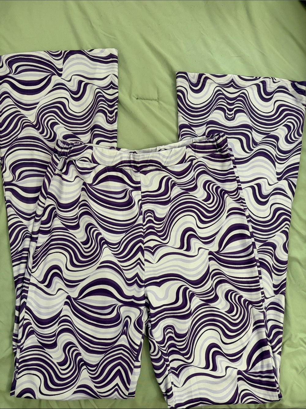 Purple & White Swirl Wide-Leg Pants